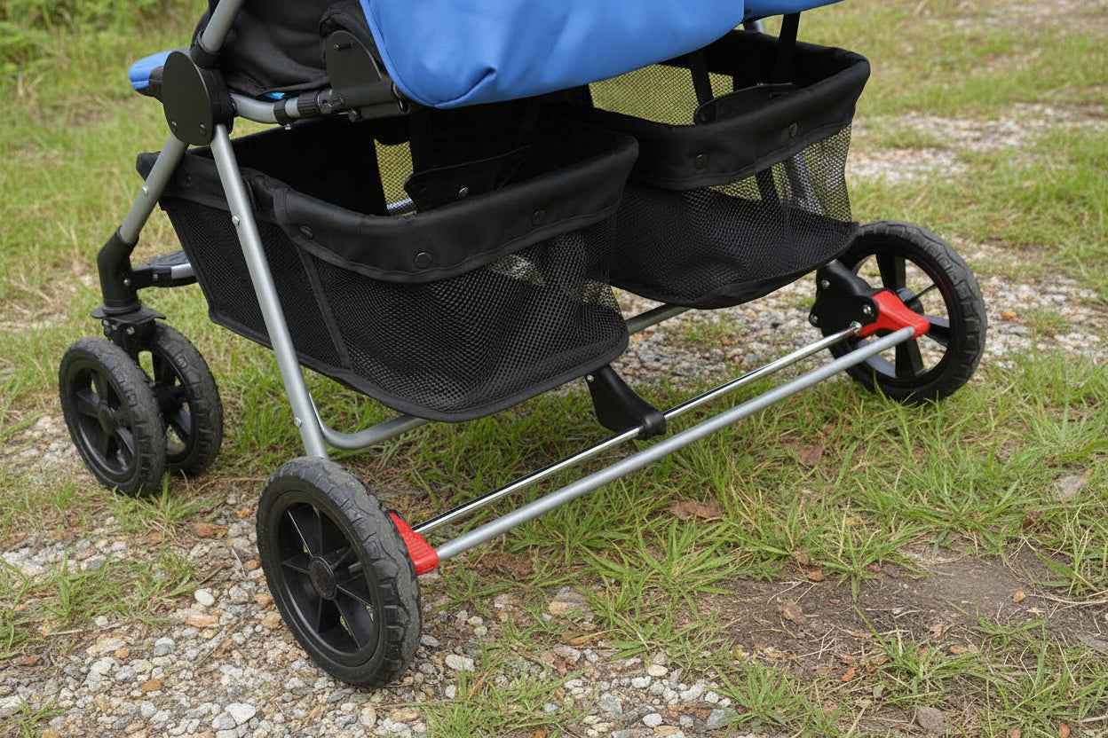 Passeggino Gemellare per 2 Bambini – Telaio in Acciaio | 6-36 Mesi | Blu o Grigio