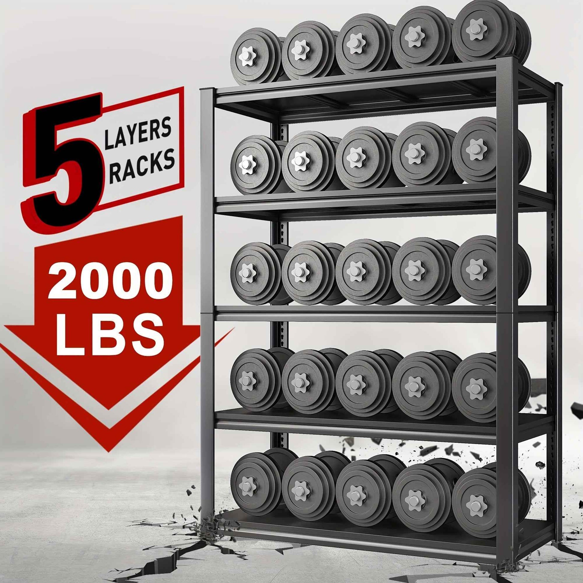 Heavy Duty 72" 5-Tier Galvanized Steel Rack - Adjustable Metal Storage Shelving Unit, 2000 lb Capacity, Easy Assembly for Garage, Pantry, Basement, or Workshop, Moistureproof Shelves, Storage Shelves