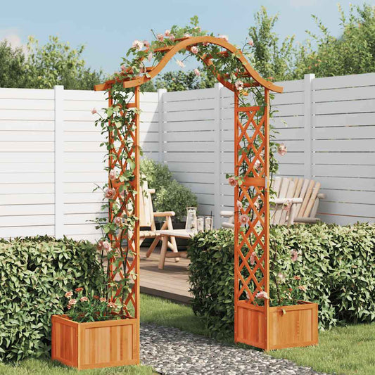 Pergolato da Giardino con Fioriere in Abete Massello – 175x40x204 cm | Marrone o Grigio