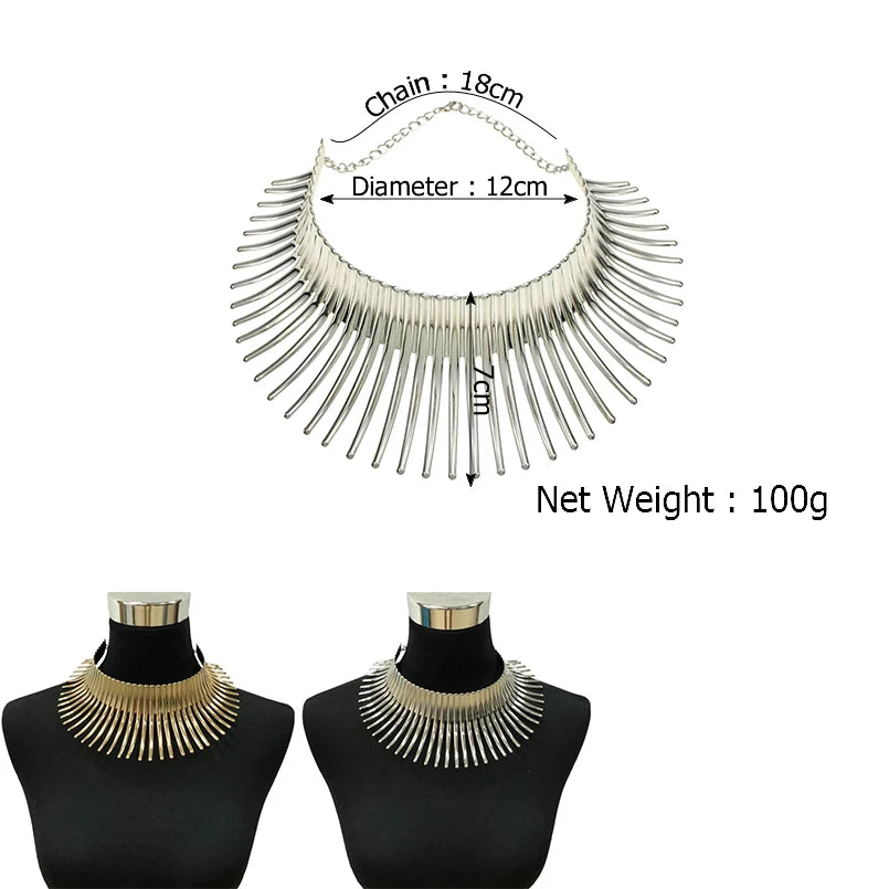 MANILAI Punk Alloy Torque Choker Necklaces For Women Maxi Jewelry Africa Big Collar Statement Necklace Boho Collier Femme