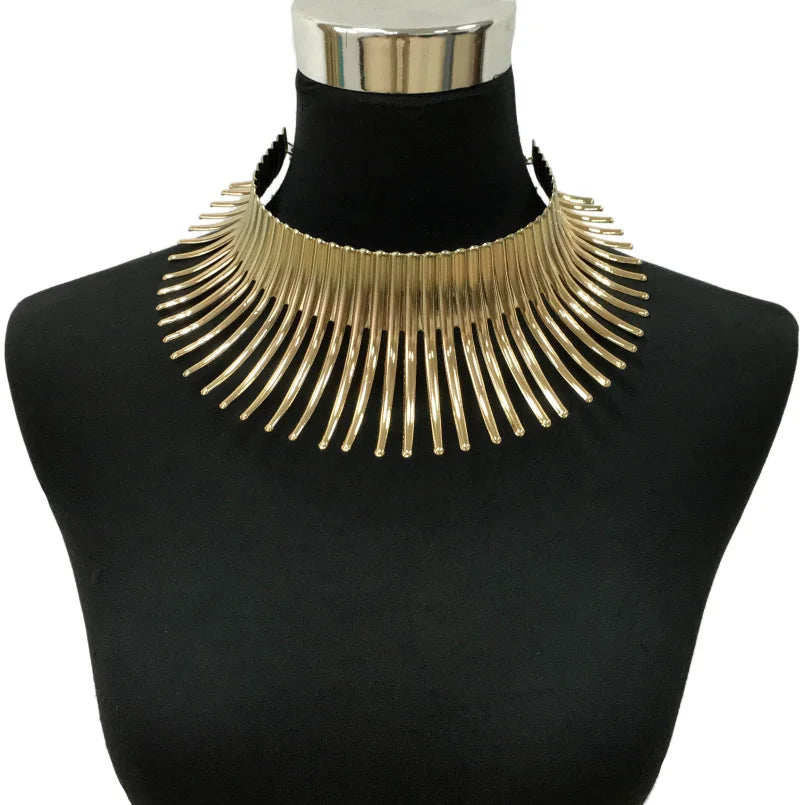 MANILAI Punk Alloy Torque Choker Necklaces For Women Maxi Jewelry Africa Big Collar Statement Necklace Boho Collier Femme