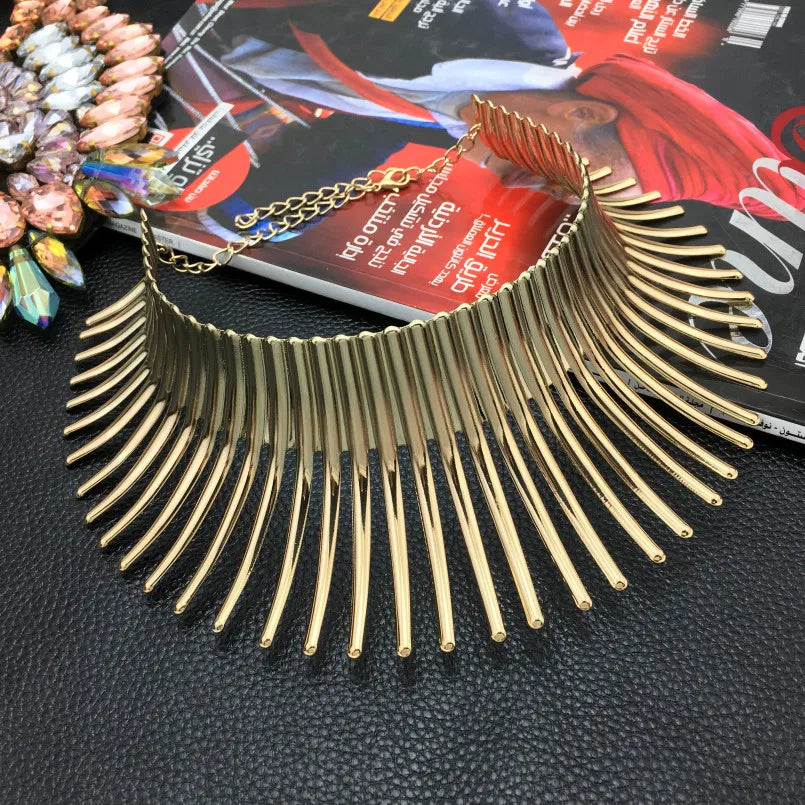 MANILAI Punk Alloy Torque Choker Necklaces For Women Maxi Jewelry Africa Big Collar Statement Necklace Boho Collier Femme