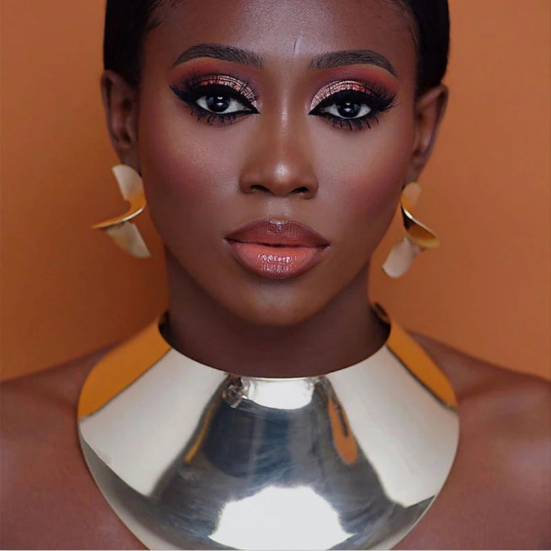 MANILAI Punk Alloy Torque Choker Necklaces For Women Maxi Jewelry Africa Big Collar Statement Necklace Boho Collier Femme