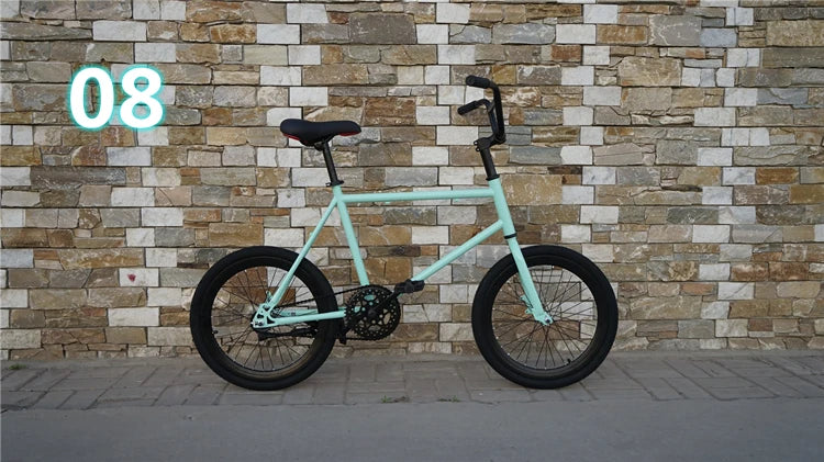 Bukani XQ-20 20inch Upgraded Single Speed Fixed Gear Steel Frame Bicycle Rear Brake Dual Disc Brakes Unisex Student Mini Retro