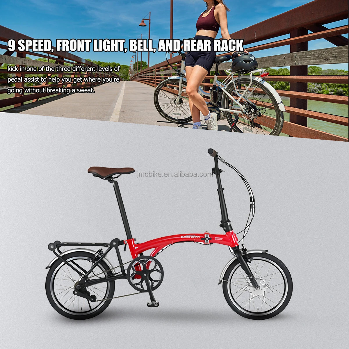 16-Inch High Quality Aluminum Alloy Frame Folding Bike 9-Speed Mini Foldable Bicycle with Steel Fork Light Weight