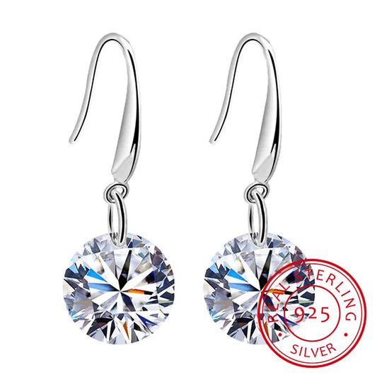 Simple Round Austria Crystals Drop Earring For Women Colorful Beads S925 Sterling silver Jewelry Best Friend Gift