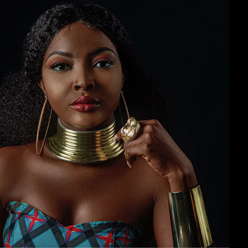 MANILAI Punk Alloy Torque Choker Necklaces For Women Maxi Jewelry Africa Big Collar Statement Necklace Boho Collier Femme