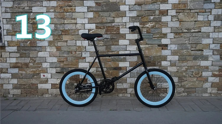 Bukani XQ-20 20inch Upgraded Single Speed Fixed Gear Steel Frame Bicycle Rear Brake Dual Disc Brakes Unisex Student Mini Retro