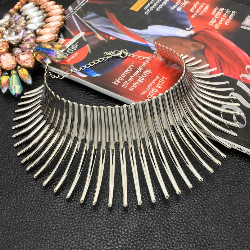 MANILAI Punk Alloy Torque Choker Necklaces For Women Maxi Jewelry Africa Big Collar Statement Necklace Boho Collier Femme