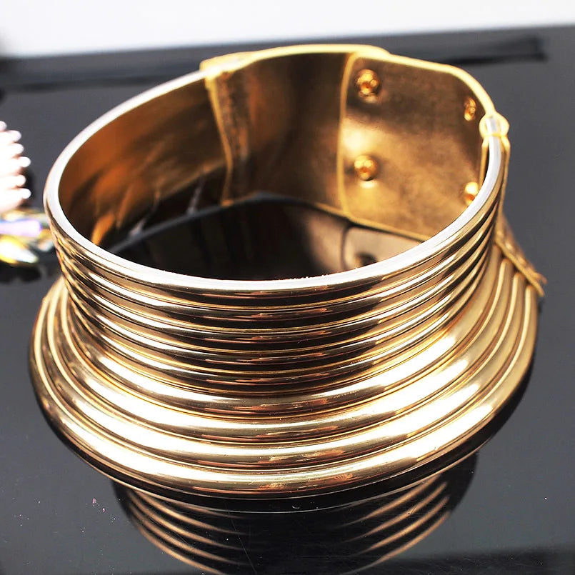 MANILAI Punk Alloy Torque Choker Necklaces For Women Maxi Jewelry Africa Big Collar Statement Necklace Boho Collier Femme