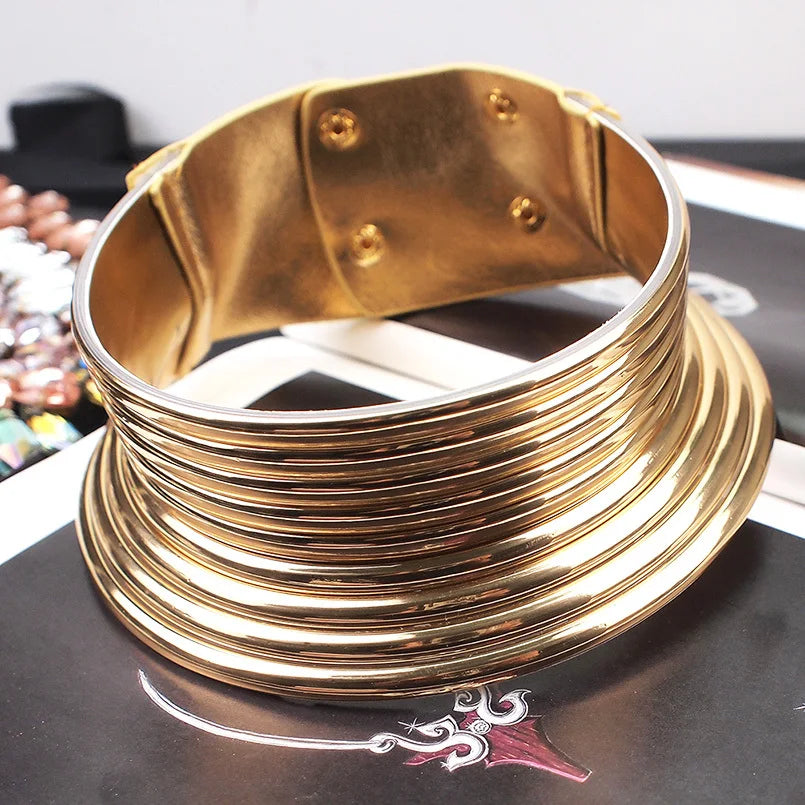 MANILAI Punk Alloy Torque Choker Necklaces For Women Maxi Jewelry Africa Big Collar Statement Necklace Boho Collier Femme