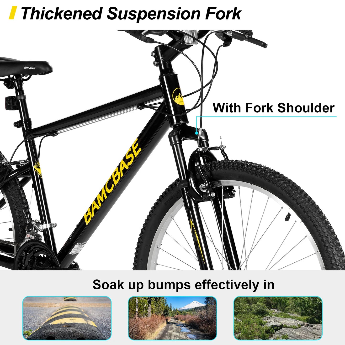 JOYKIE 26 - Inch and Steel - Frame Mountain Bikes (MTB), 18 - Speed V - Brake Adult Mountain Bicycles.