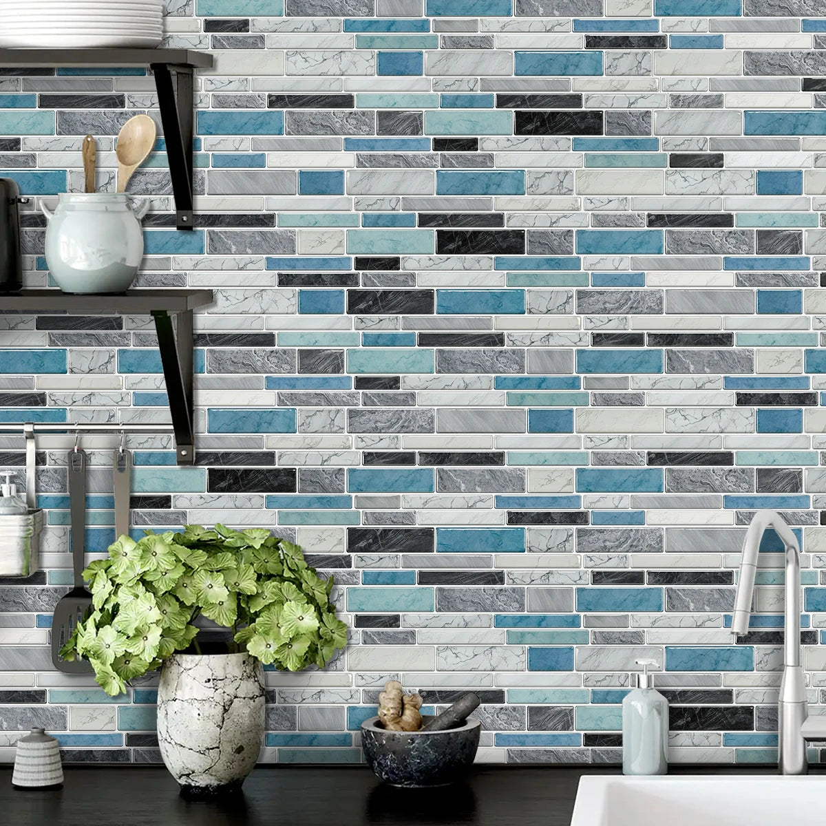 12/24/48 pezzi adesivo per piastrelle stacca e incolla adesivo autoadesivo sul backsplash per piastrelle per cucina, bagno, decorazione della camera da letto