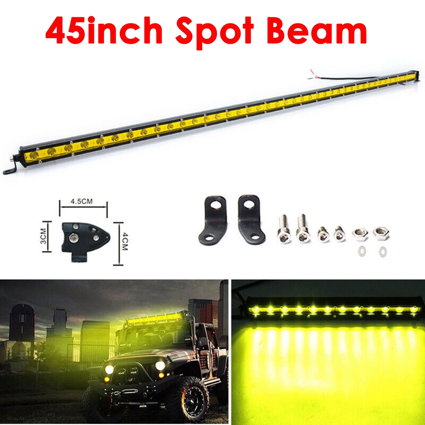 Yellow Single Row Slim 7 13 20 25 32 38 45 50 inch Off-road LED Work Light Bar Fog Driving For SUV UTV ATV 4X4 Truck Boat Car