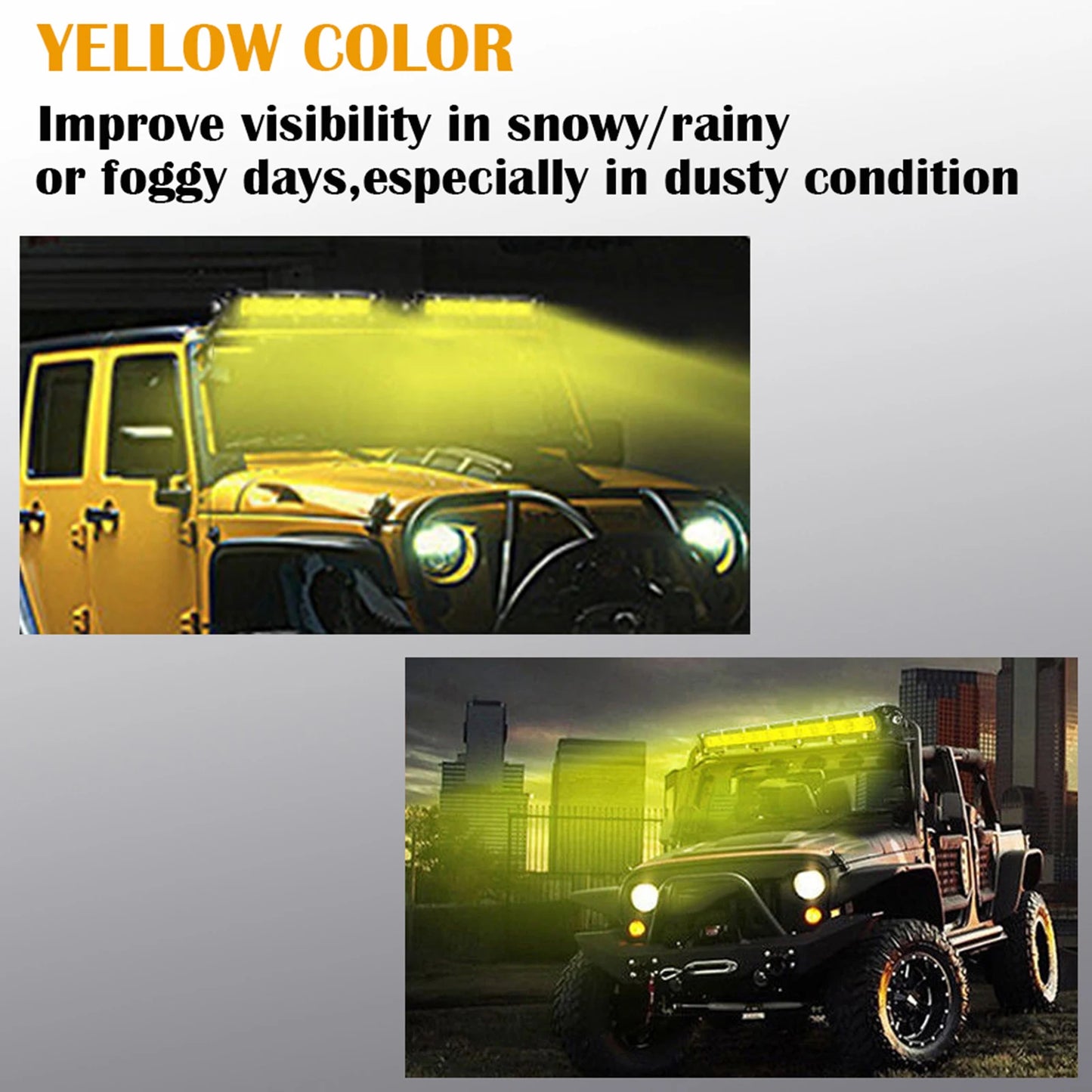 Yellow Single Row Slim 7 13 20 25 32 38 45 50 inch Off-road LED Work Light Bar Fog Driving For SUV UTV ATV 4X4 Truck Boat Car