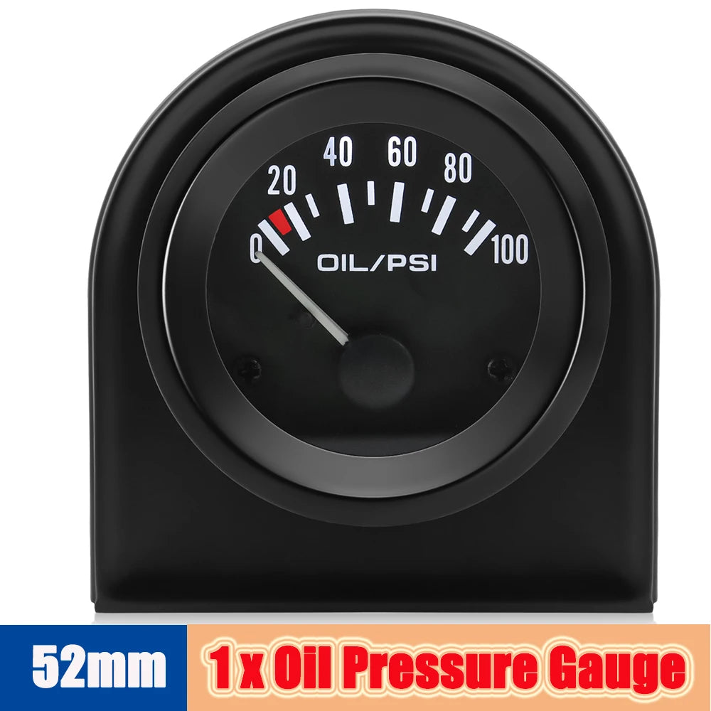 Auto Temperature Meter with Sensor 1/8 NPT 52mm LED Digital Oil /Water Temp Indicator PSI Oil Press Black Gauge Fit Gasoline Car