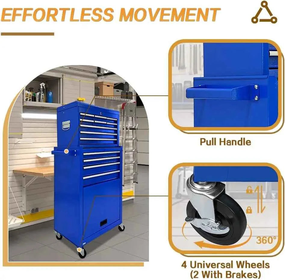 13-Drawer Tool Chest with Wheels,2 in 1 Detachable Rolling Tool box with Drawers,Large ToolBox with Lock