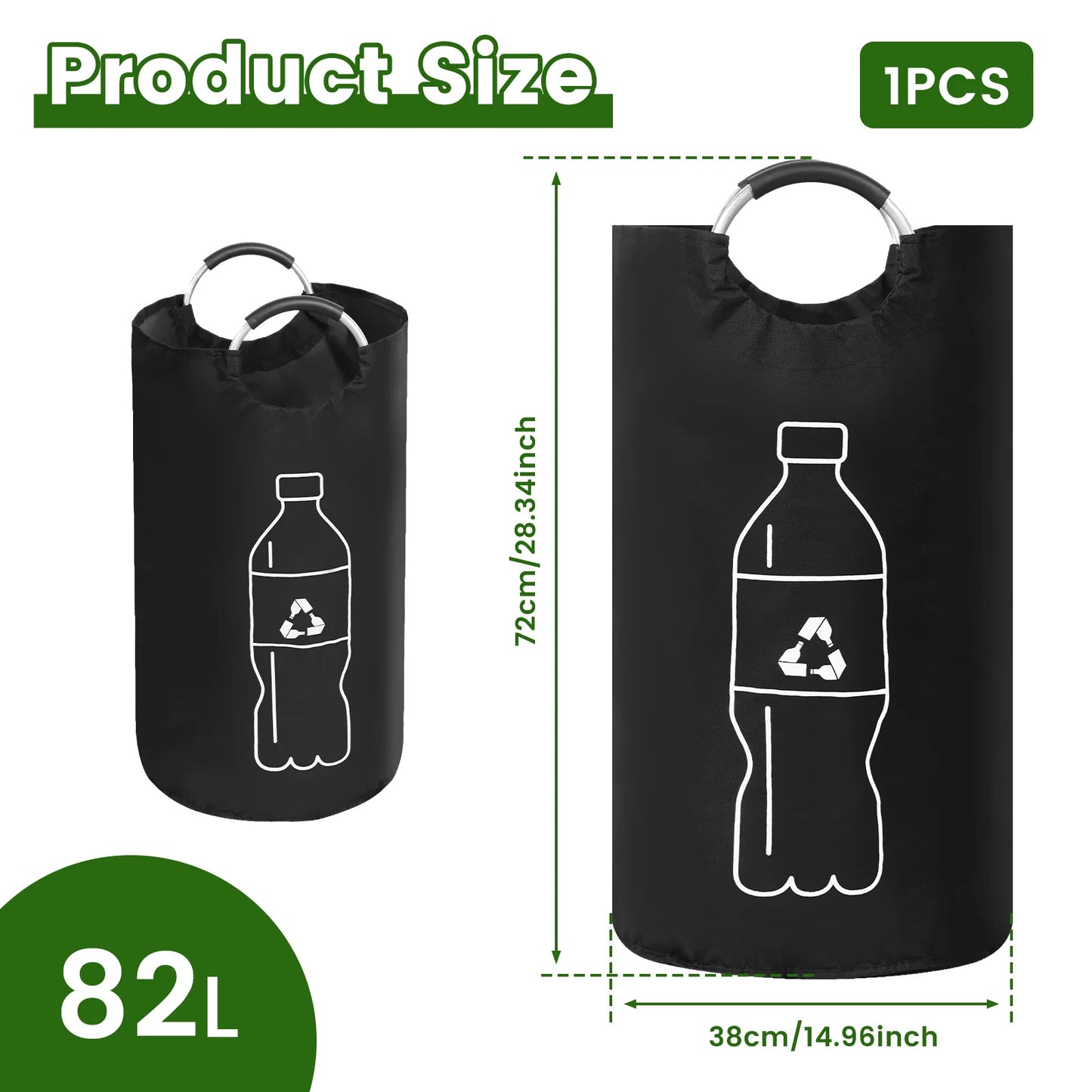 Cestino Pieghevole per Bottiglie Vuote – Grande Capacità con Manico in Alluminio