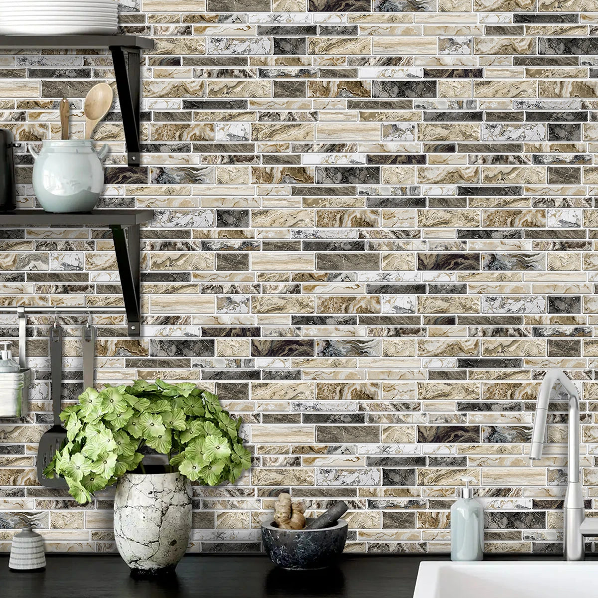 12/24/48 pezzi adesivo per piastrelle stacca e incolla adesivo autoadesivo sul backsplash per piastrelle per cucina, bagno, decorazione della camera da letto