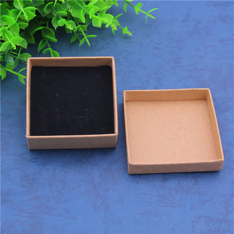 24pcs/Lot Travel Accessories Kraft Paper Gift box 7x7x3cm Jewelry Organizer Box for Ring Earring Wedding Party Dust Storage Case