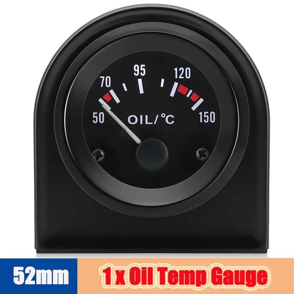 Auto Temperature Meter with Sensor 1/8 NPT 52mm LED Digital Oil /Water Temp Indicator PSI Oil Press Black Gauge Fit Gasoline Car