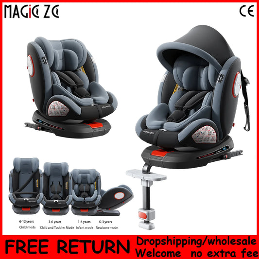 Child seat 360° ISOFIX rotating baby car seat Child Car Safety Seats ECE R129 5-point seat belt 0-12 Years Suitable for newborn