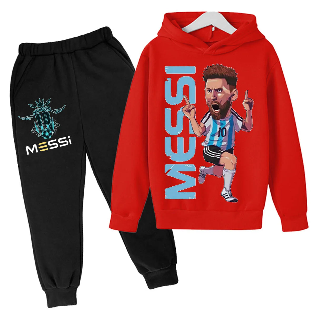 Messi Football Children's Spring and Autumn Long Sleeve Jumpsuit+Sports Pants Baby 3-15 Year Old Boys and Girls' Football Jersey