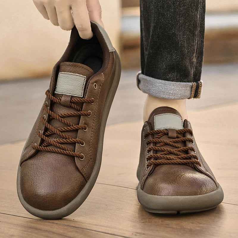 Genuine Leather Mens Casual Shoes New Design Male Sneakers Outdoor Lace-Up Skateboard Footwear Handmade Tenis Masculino Trainers