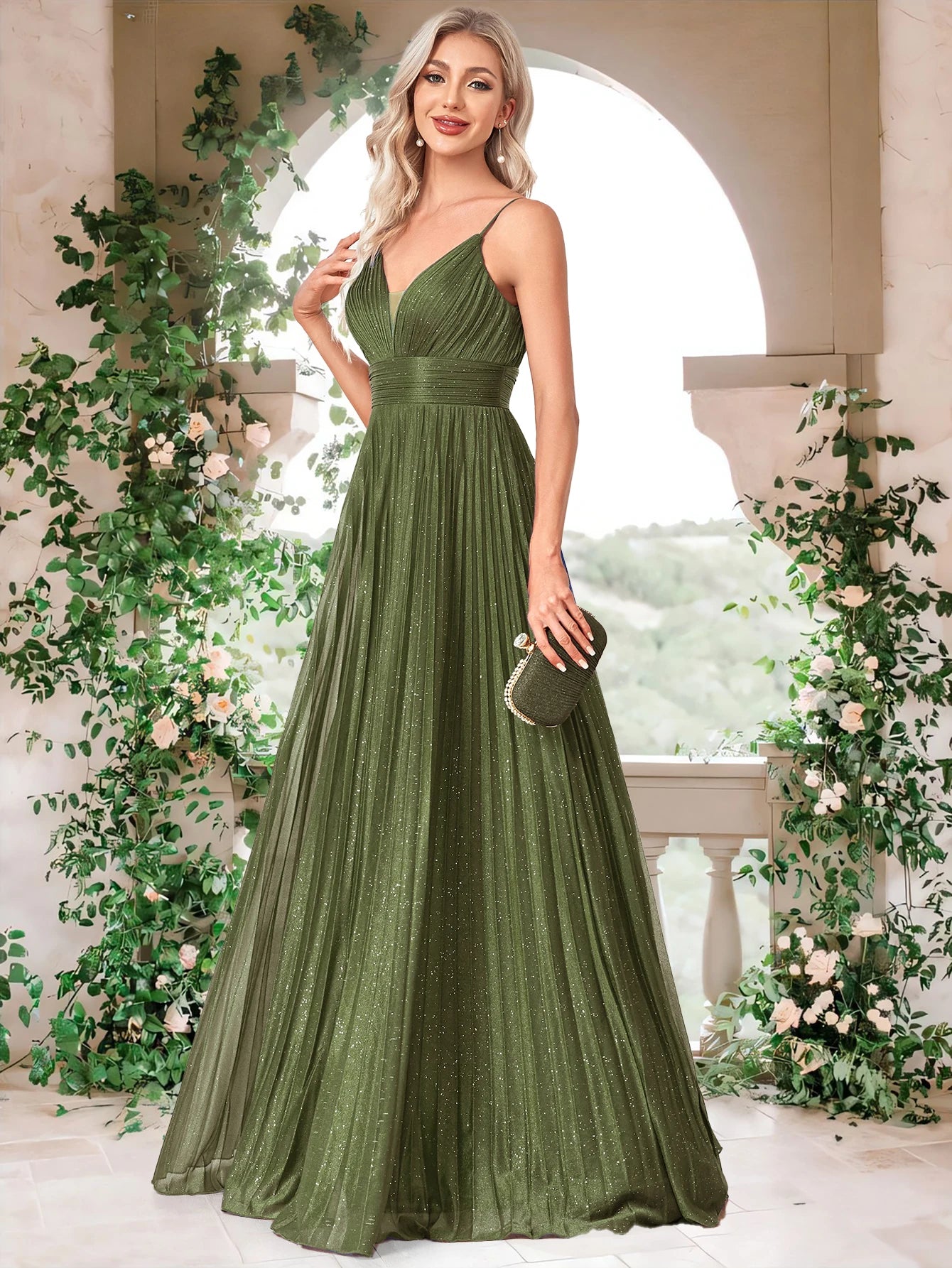 BLUEPLUM Elegant A-line Green Evening Dress Luxury Floor Lenght Women Backless Formal Wedding Party Prom Caicktail Dress Gowns