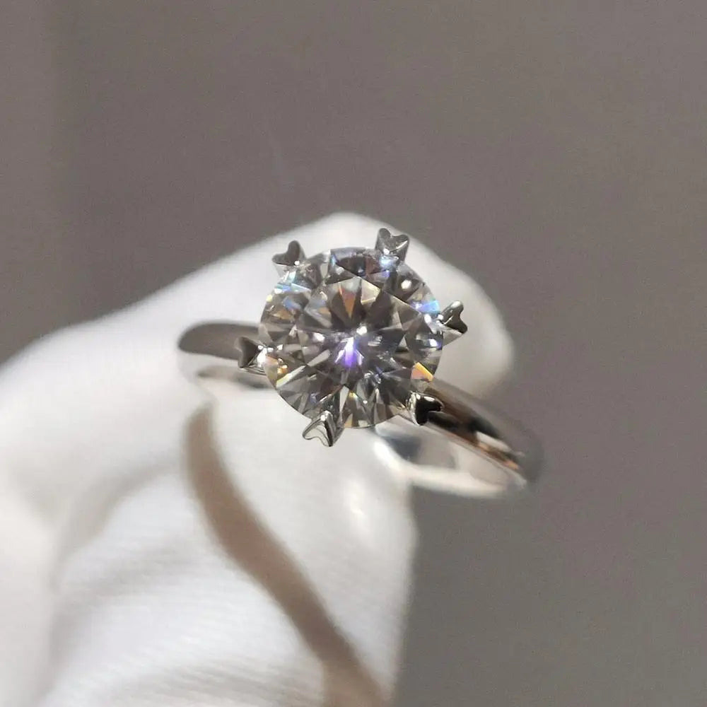 Solitaire 2ct Diamond cz Promise ring 925 sterling silver Engagement Wedding Band Rings for women Bridal Fine Party Jewelry Gift