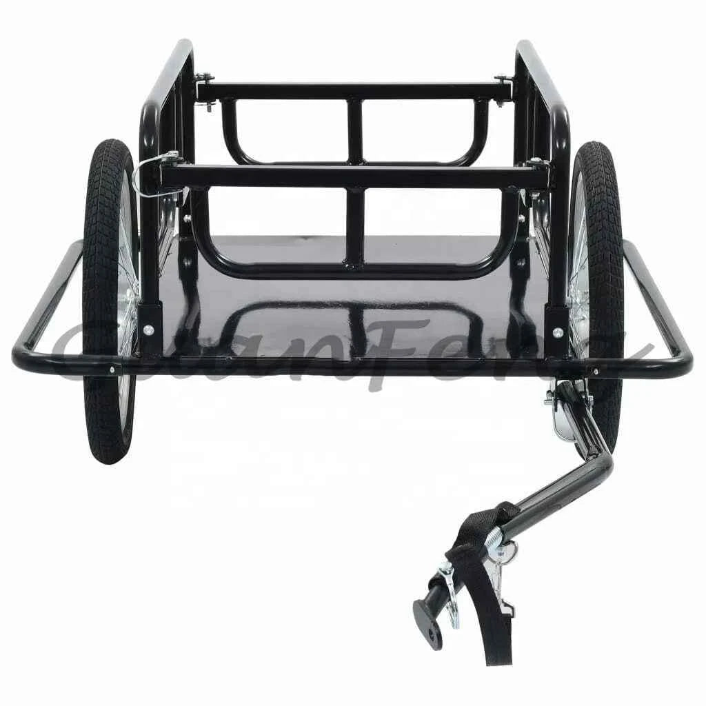 Steel folding garden trolley with wheeled rolling container shopping cart for beach trips and tool storage