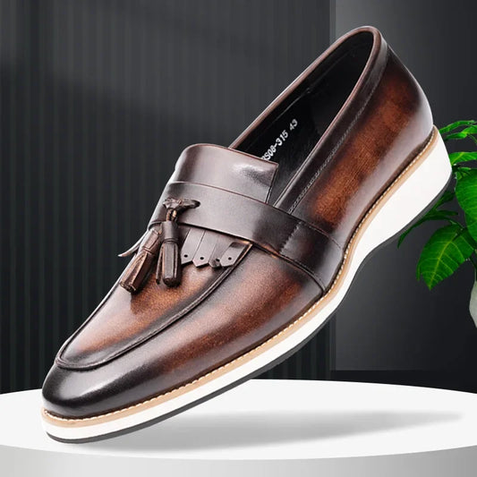 Men's Shoes Casual Driving Brown Cow Leather Penny Loafers Rubber Sole Tassels Design Quality Handmade Zapatos Summer Ventilate