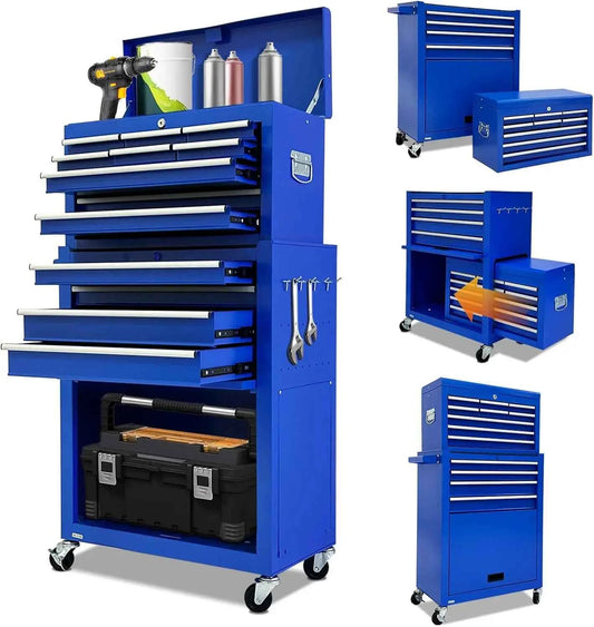 13-Drawer Tool Chest with Wheels,2 in 1 Detachable Rolling Tool box with Drawers,Large ToolBox with Lock