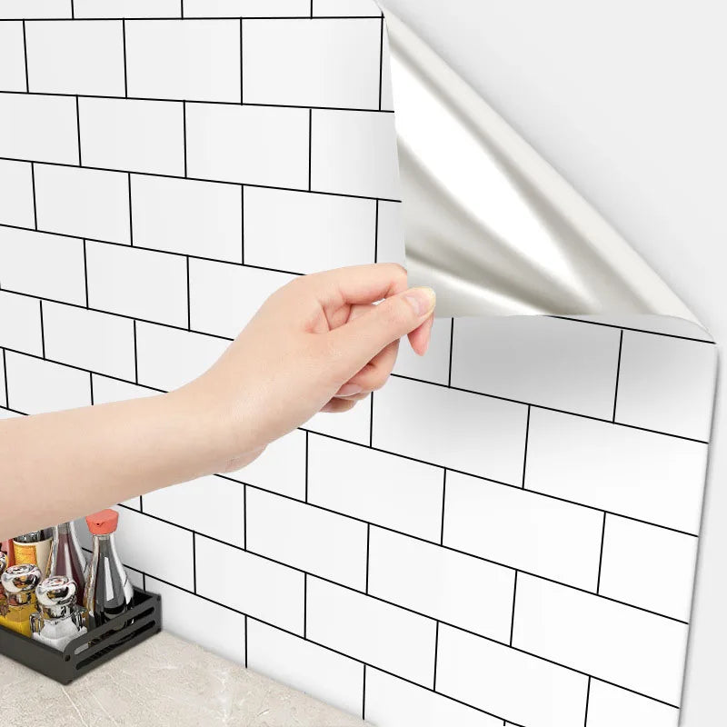 Armadi da cucina Carta da parati Adesivi murali Mattone bianco Impermeabile e resistente all'olio 40 cm Adesivo resistente alle alte temperature per la casa