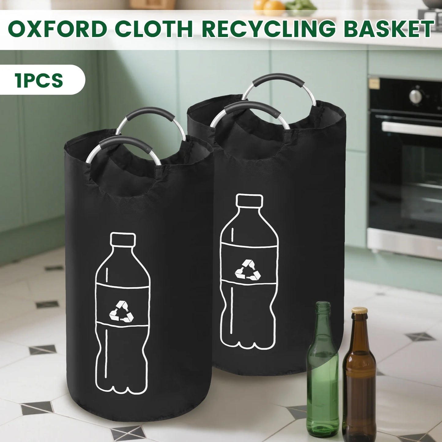 Cestino Pieghevole per Bottiglie Vuote – Grande Capacità con Manico in Alluminio
