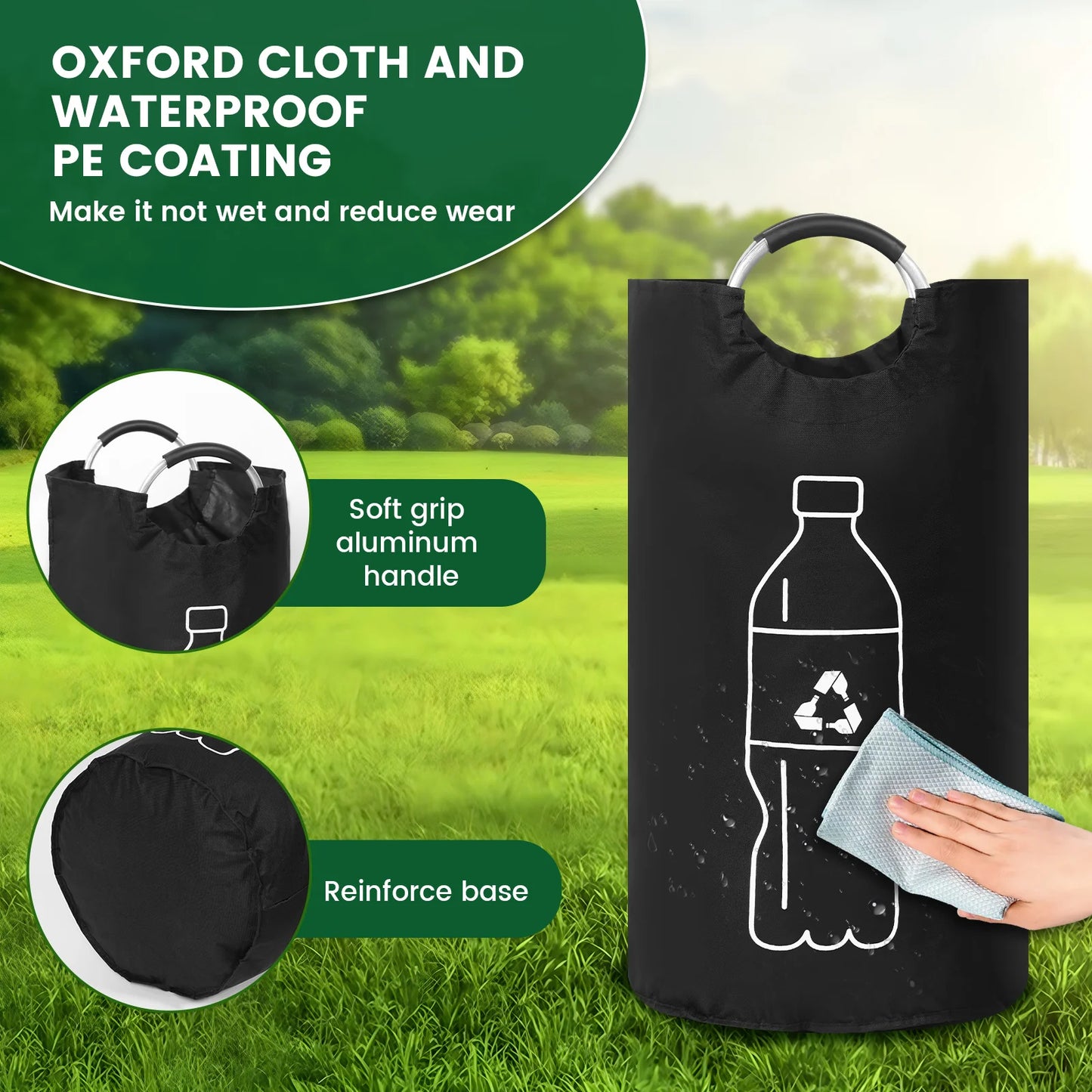 Cestino Pieghevole per Bottiglie Vuote – Grande Capacità con Manico in Alluminio