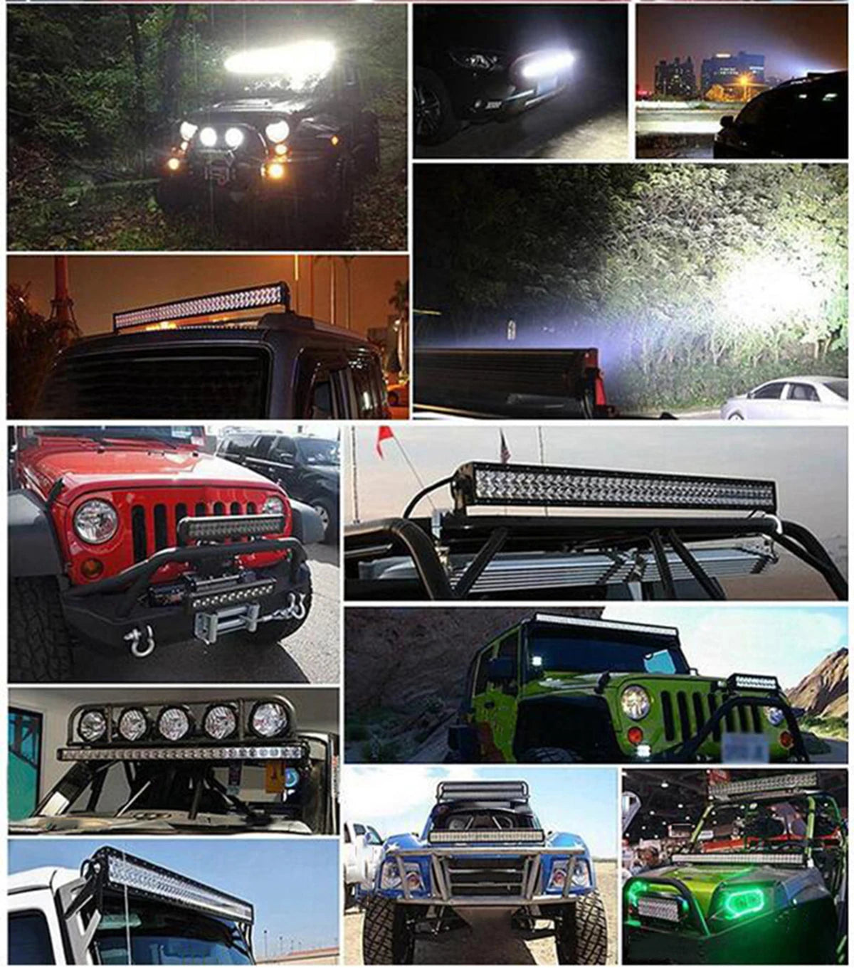 Yellow Single Row Slim 7 13 20 25 32 38 45 50 inch Off-road LED Work Light Bar Fog Driving For SUV UTV ATV 4X4 Truck Boat Car