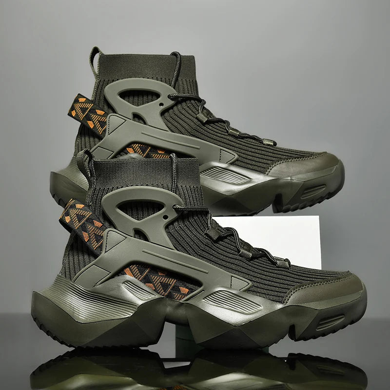 New High-top Men Sneakers Fashion Damping Tennis Shoes Breathable Men's Running Shoes Light  Men's Casual Sports Walking Shoes