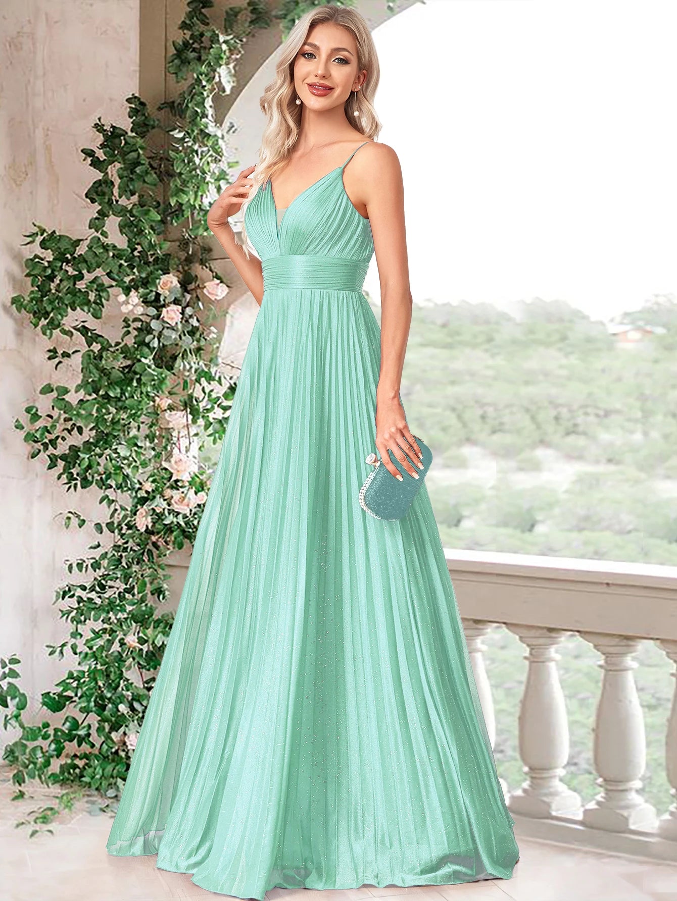 BLUEPLUM Elegant A-line Green Evening Dress Luxury Floor Lenght Women Backless Formal Wedding Party Prom Caicktail Dress Gowns
