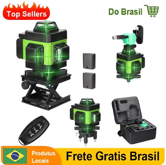 2 batteries laser level 8/12/16 line green light high-precision automatic line shipped from Brazil warehouse duty-free