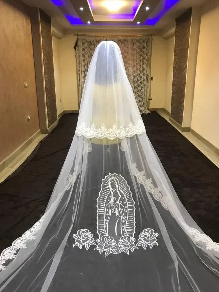 Luxury Long Trailing Wedding Veil Soft Yarn Bride Super Cathedral Church Catholic Veil