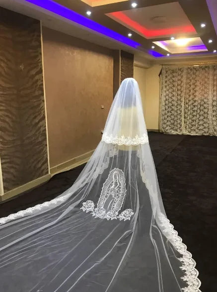 Luxury Long Trailing Wedding Veil Soft Yarn Bride Super Cathedral Church Catholic Veil