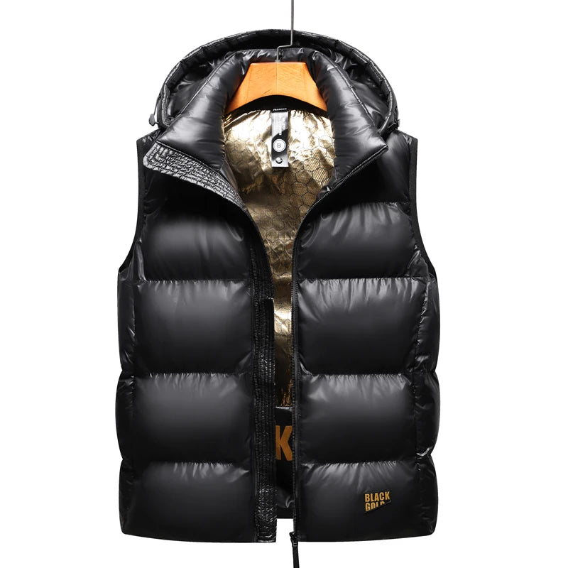 Brand Men Fashion Winter Vest Warm Coat Hooded Light Plus Size Mens Work Vests Waistcoat New Spring Autumn Sleeveless Jacket