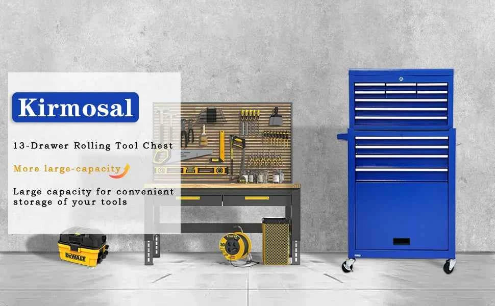 13-Drawer Tool Chest with Wheels,2 in 1 Detachable Rolling Tool box with Drawers,Large ToolBox with Lock