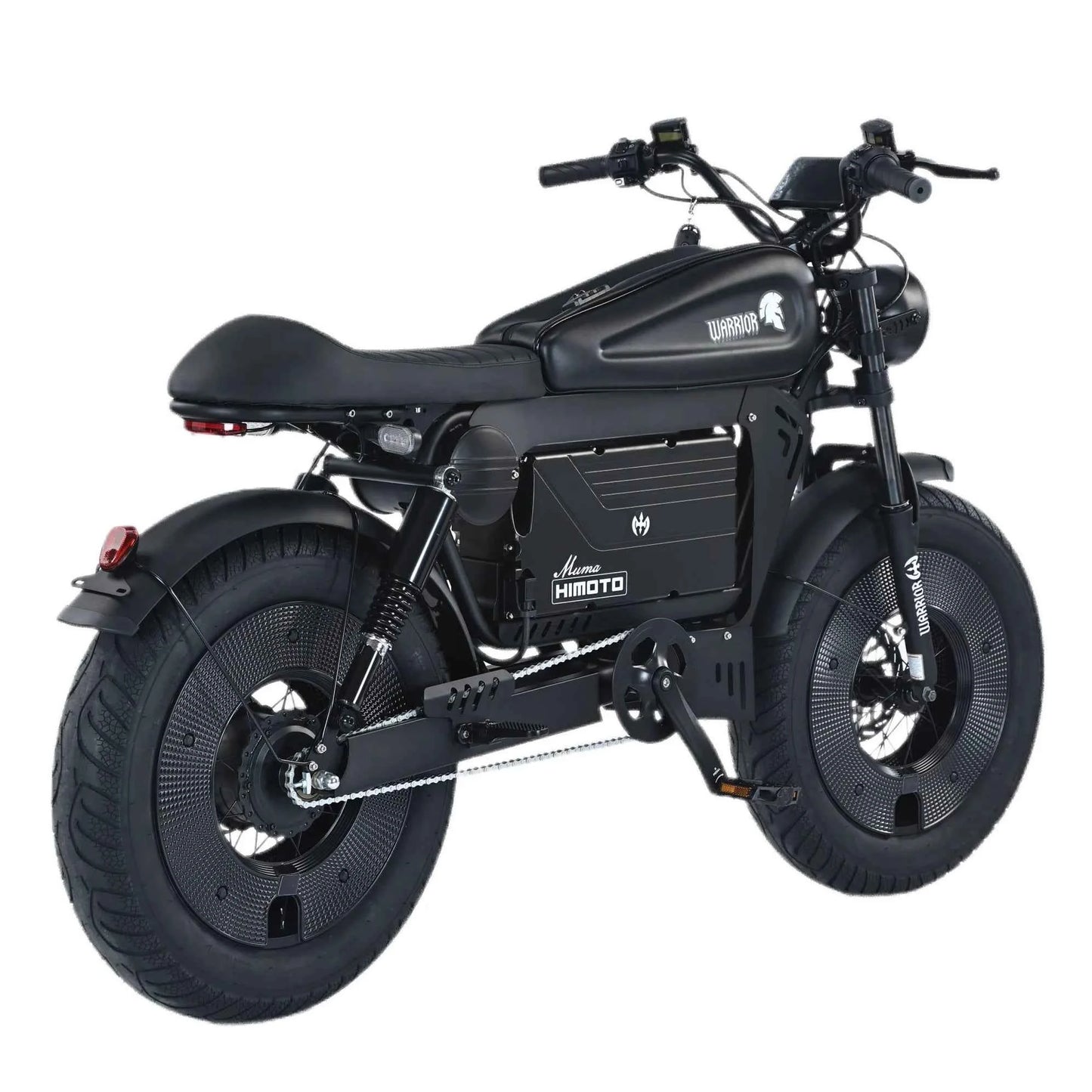 SXLL Vintage Fat Tire Ebike Himoto Black Warrior 1500W 60Ah Full Suspension Mtb Range Electric Mountain Bike Cruiser