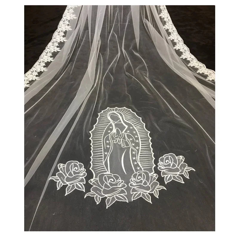 Luxury Long Trailing Wedding Veil Soft Yarn Bride Super Cathedral Church Catholic Veil