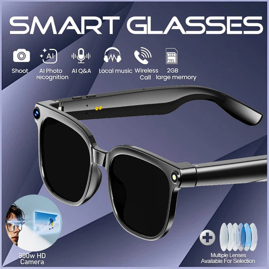 Smart AI Translation Smart Glasses Take Photos Recognizing Objects 4K Camera Bluetooth Music Call Intelligent Recording Glasses