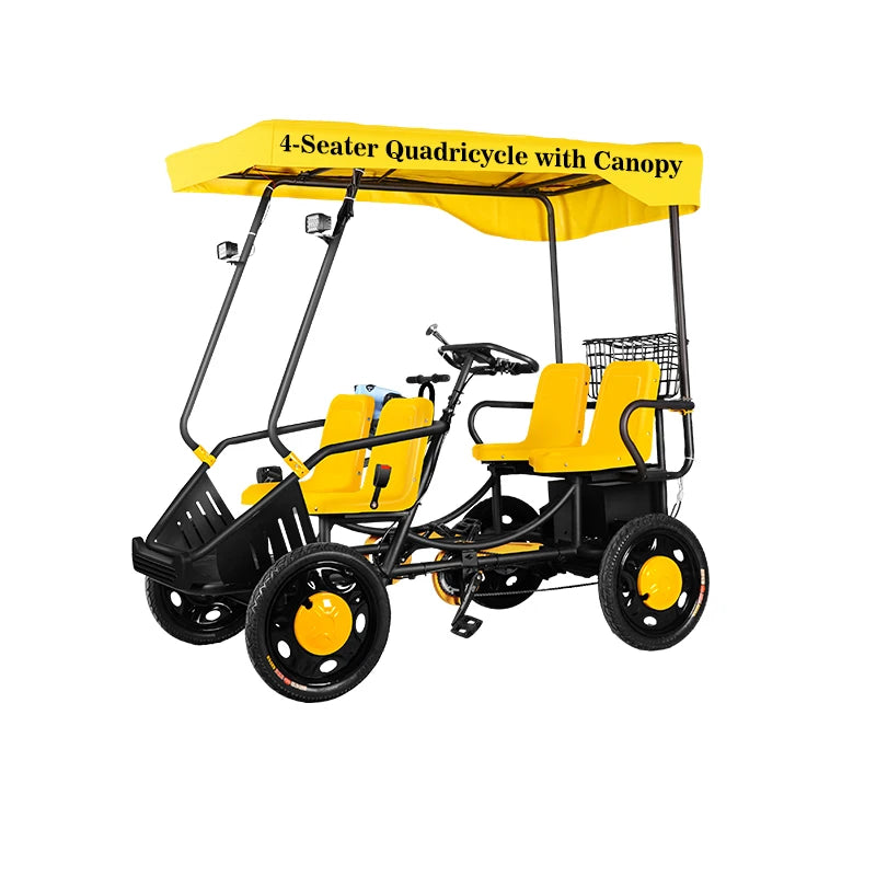 Four-wheel Four-seater Pedals, Electric Surrey Bicycle Park Tourist Venues for Family Use