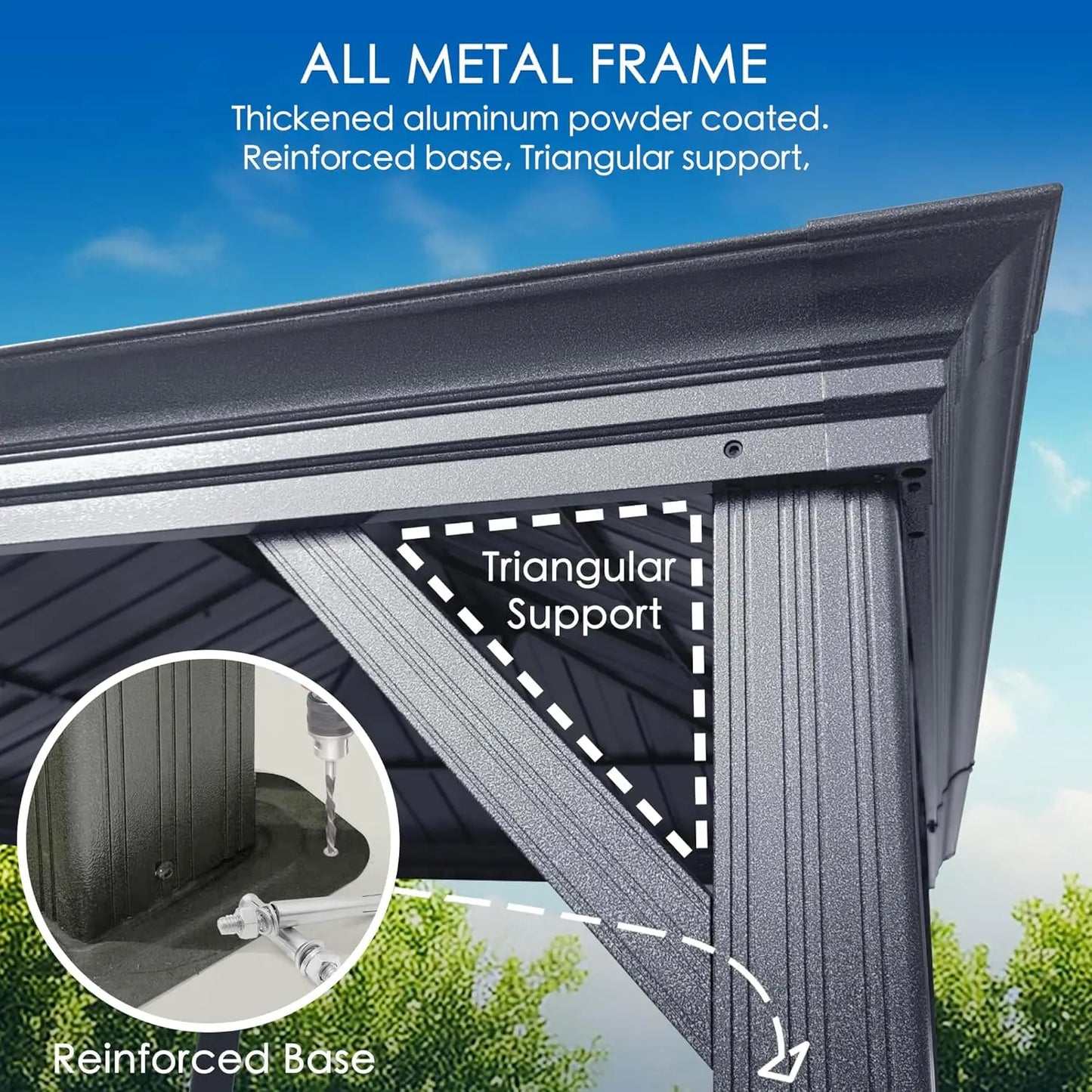 10' x 12' Hardtop Gazebo, Aluminum Frame with Galvanized Steel Double Roof, Outdoor Permanent Pavilion, Customized