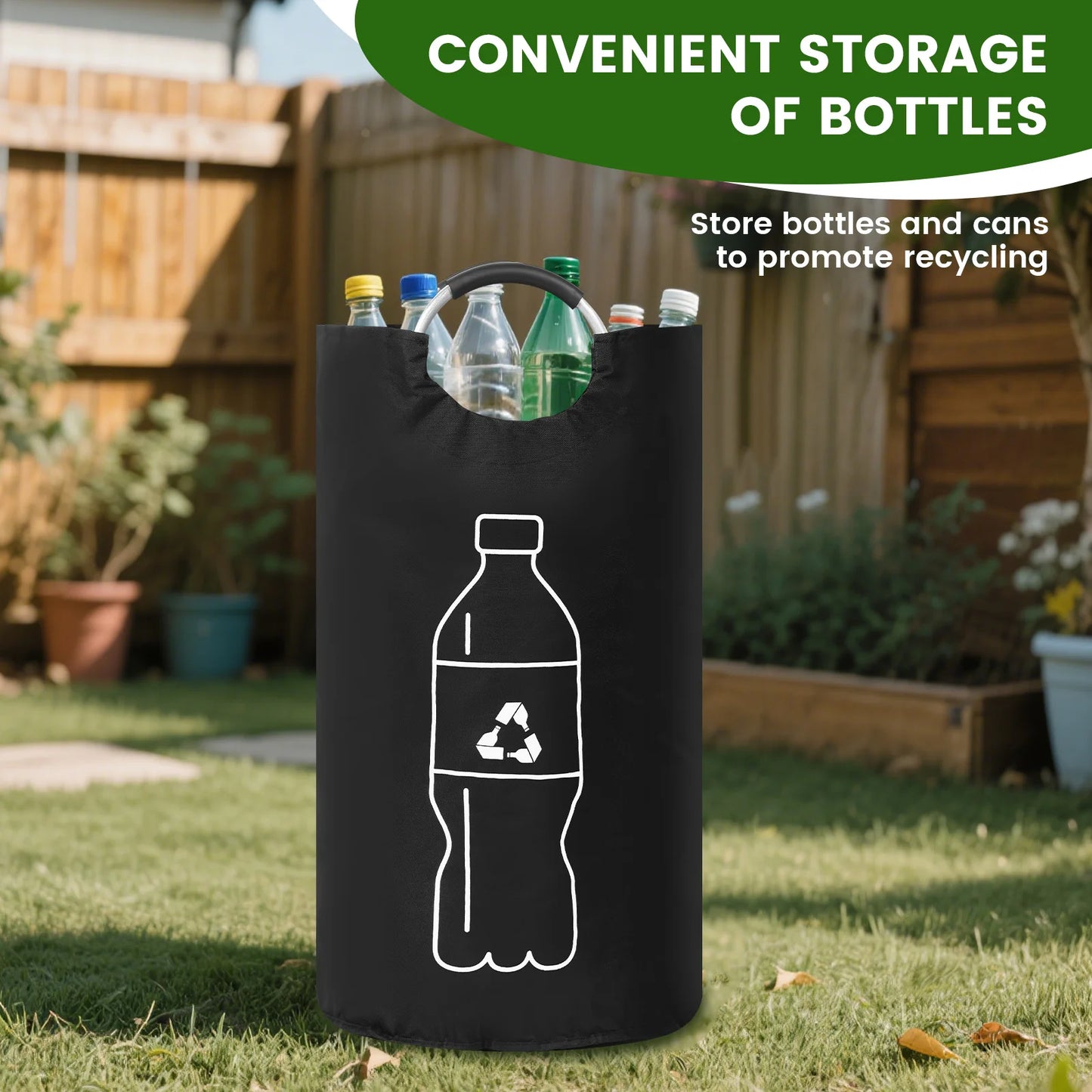 Cestino Pieghevole per Bottiglie Vuote – Grande Capacità con Manico in Alluminio